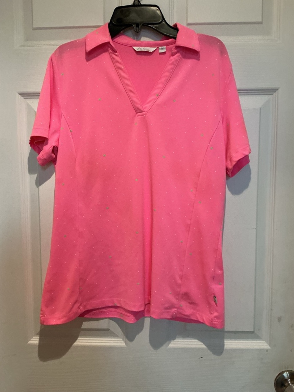 Lady Hagen Bright Pink V-Neck Polo Top